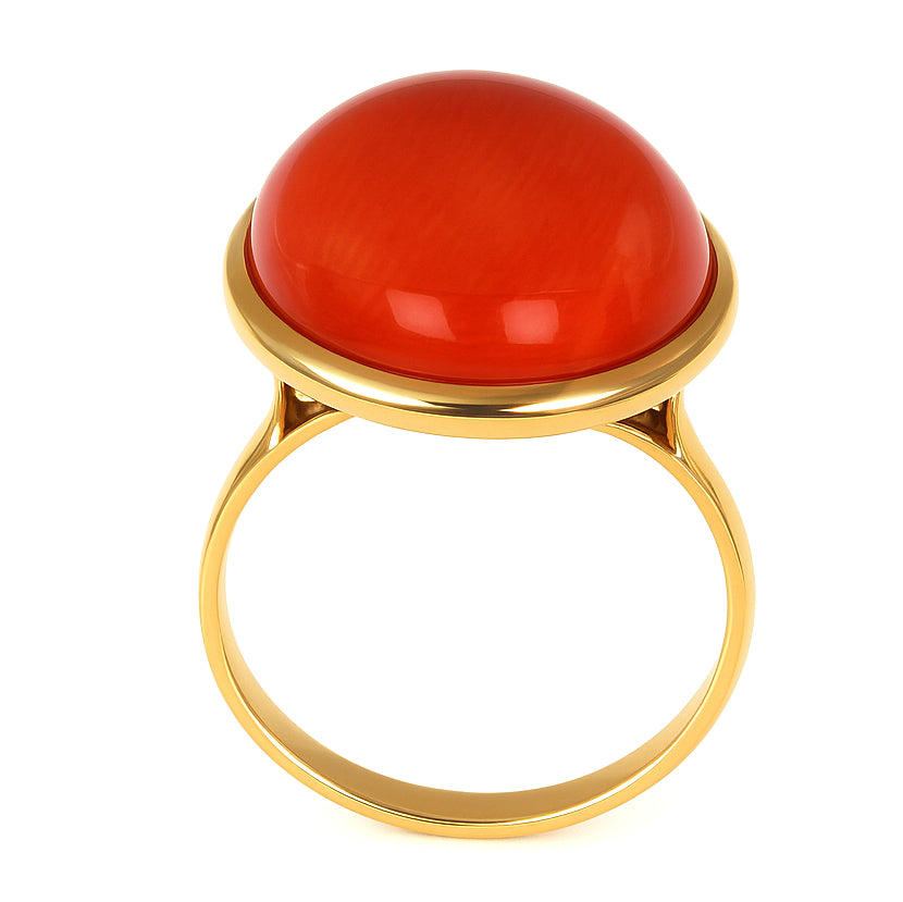 Anello - 18 carati Oro giallo Corallo