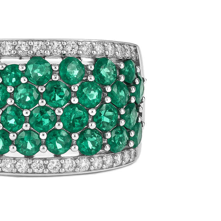 Anello - 18 carati Oro giallo - 1.41ct. tw. Smeraldo - Diamante