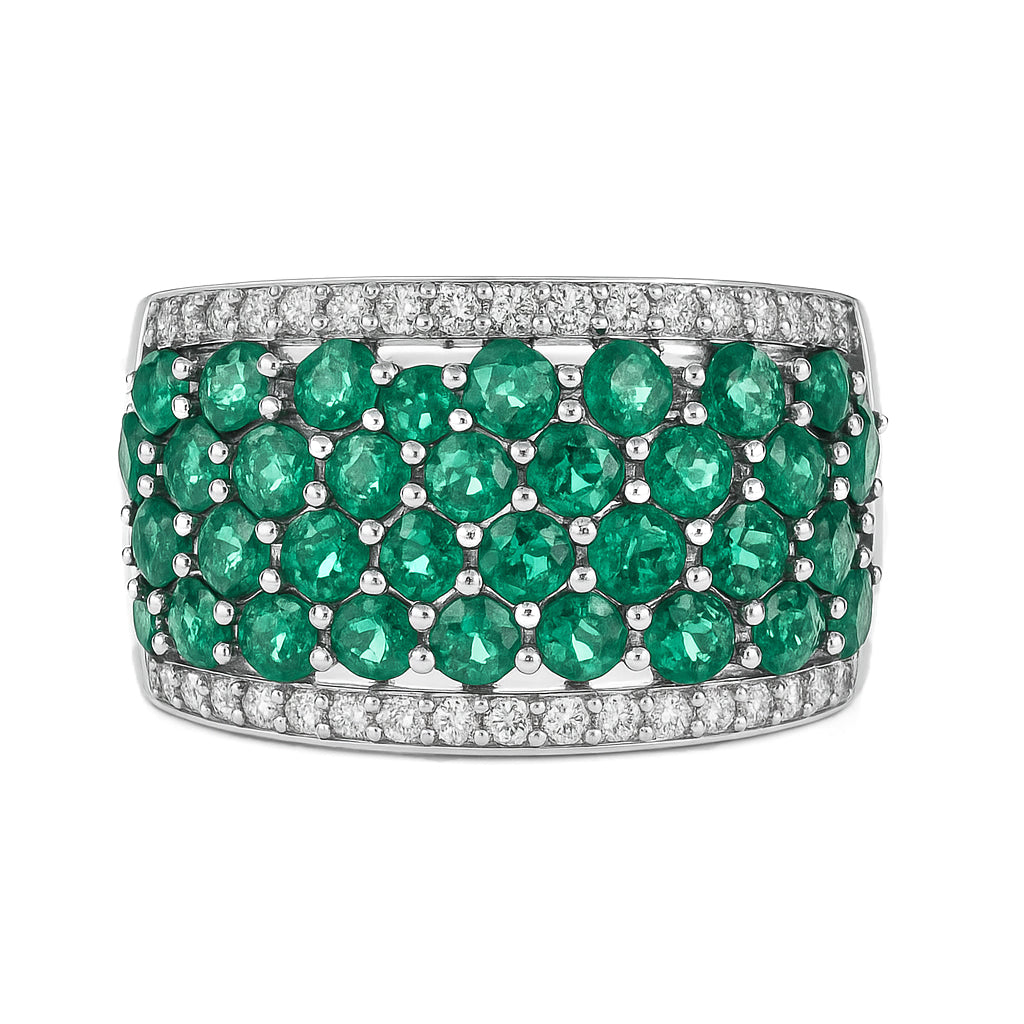 Anello - 18 carati Oro giallo - 1.41ct. tw. Smeraldo - Diamante