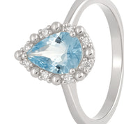 Anello - 18 carati Oro bianco - 0.80ct. tw. Acquamarina - Diamante