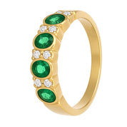 Anello - 18 carati Oro giallo - 0.71ct. tw. Smeraldo - Diamante