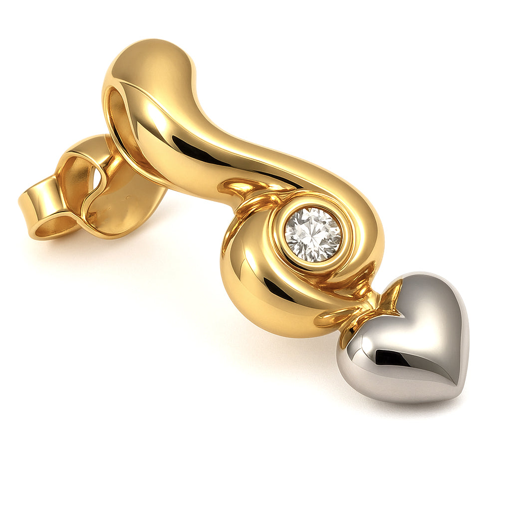 Orecchini - 18 carati Oro giallo, Oro bianco - 0.03ct. tw. Diamante (Naturale)