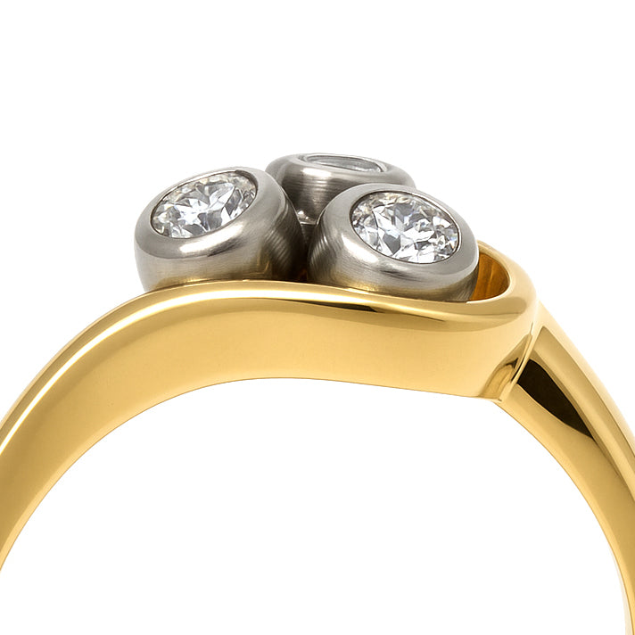 Anello - 18 carati Oro bianco, Oro giallo - 0.21ct. tw. Diamante (Naturale)