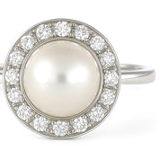 Anello - 18 carati Oro bianco - 0.48ct. tw. Diamante (Naturale) - Perla