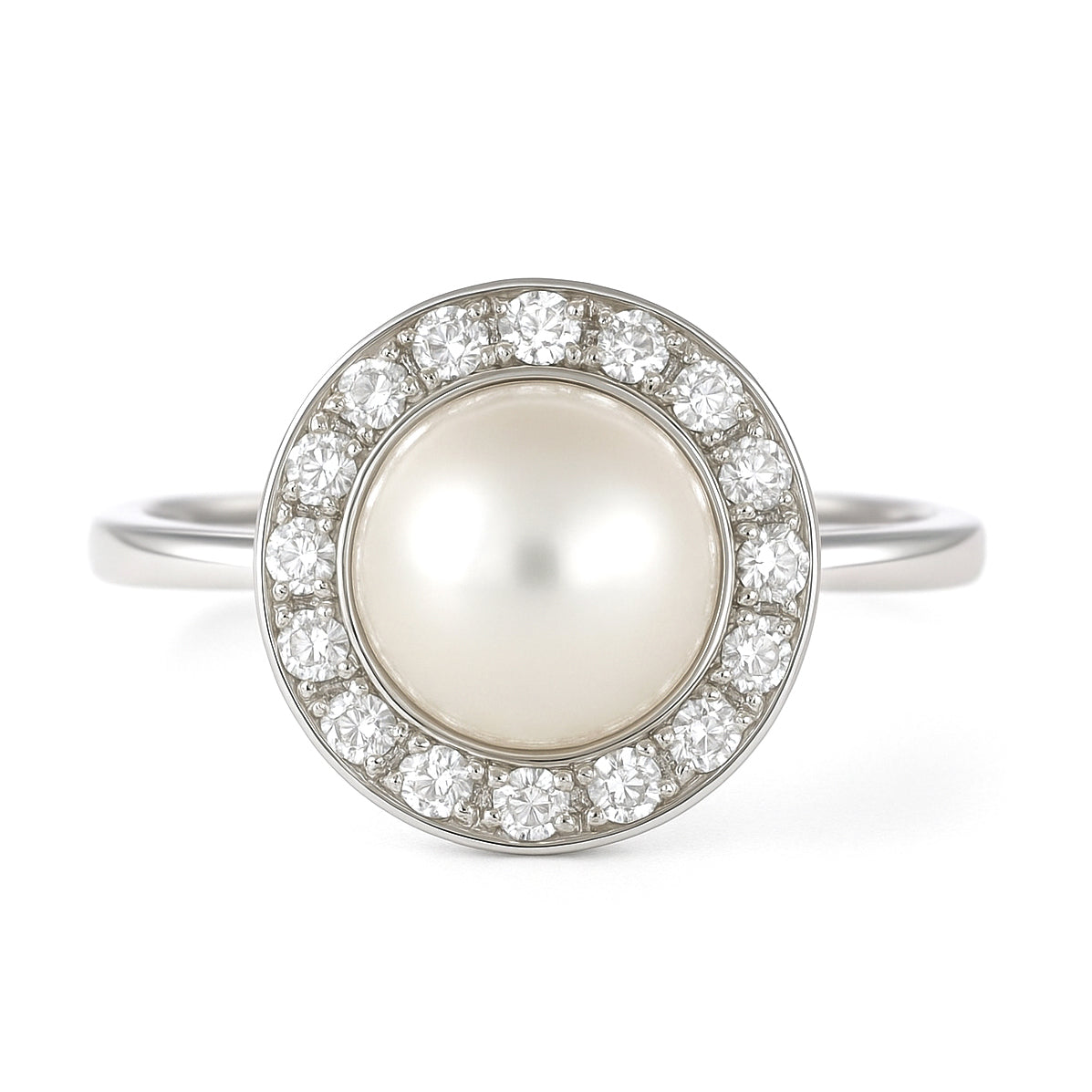 Anello - 18 carati Oro bianco - 0.48ct. tw. Diamante (Naturale) - Perla