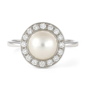 Anello - 18 carati Oro bianco - 0.48ct. tw. Diamante (Naturale) - Perla