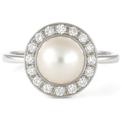 Anello - 18 carati Oro bianco - 0.48ct. tw. Diamante (Naturale) - Perla