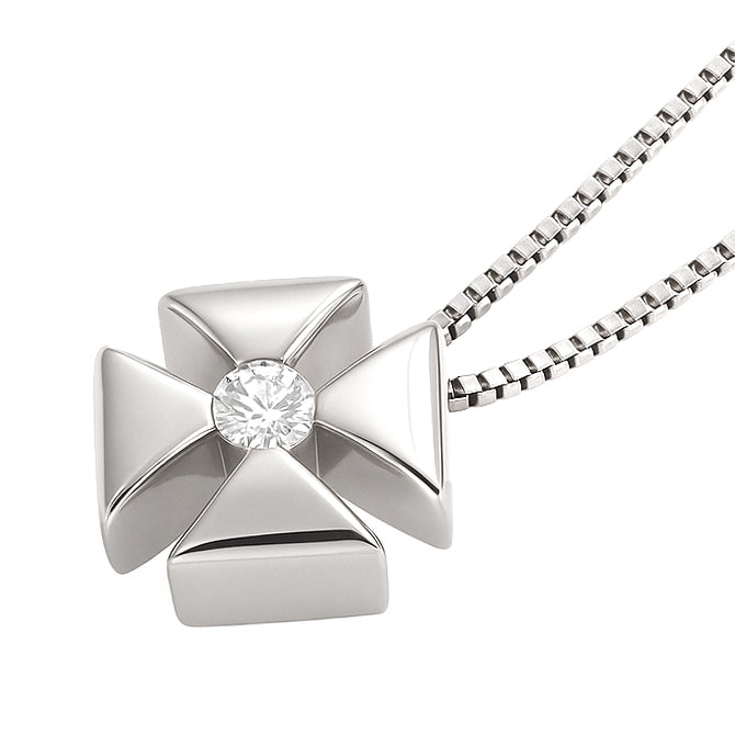 Collana con ciondolo - 18 carati Oro bianco - 0.01ct. tw. Diamante (Naturale)