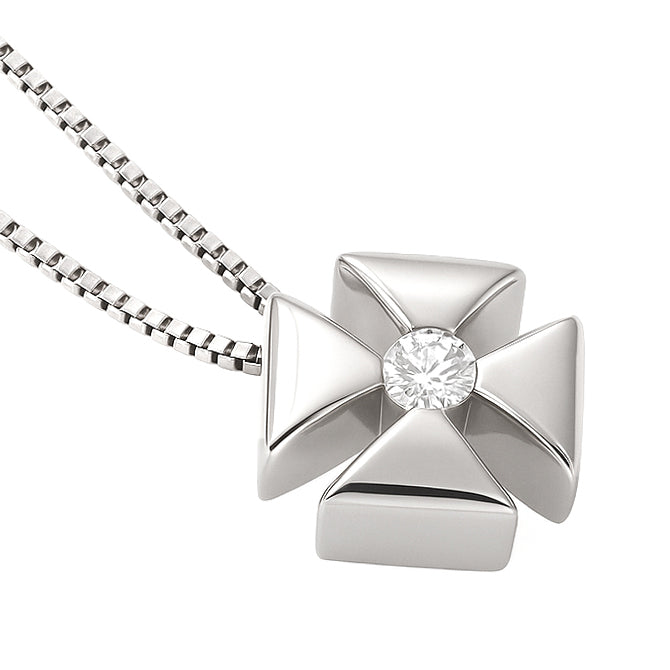 Collana con ciondolo - 18 carati Oro bianco - 0.01ct. tw. Diamante (Naturale)