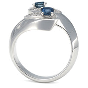 Anello - 18 carati Oro bianco - 0.45ct. tw. Zaffiro - Diamante