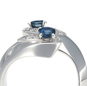 Anello - 18 carati Oro bianco - 0.45ct. tw. Zaffiro - Diamante