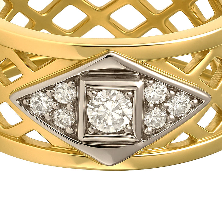 Anello - 18 carati Oro bianco, Oro giallo - 0.09ct. tw. Diamante (Naturale)