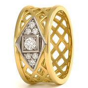 Anello - 18 carati Oro bianco, Oro giallo - 0.09ct. tw. Diamante (Naturale)