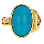 Anello - 18 carati Oro giallo - 10.42ct. tw. Turchese - Diamante