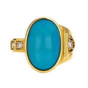 Anello - 18 carati Oro giallo - 10.42ct. tw. Turchese - Diamante