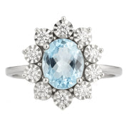 Anello - 18 carati Oro bianco - 1.95ct. tw. Acquamarina - Diamante