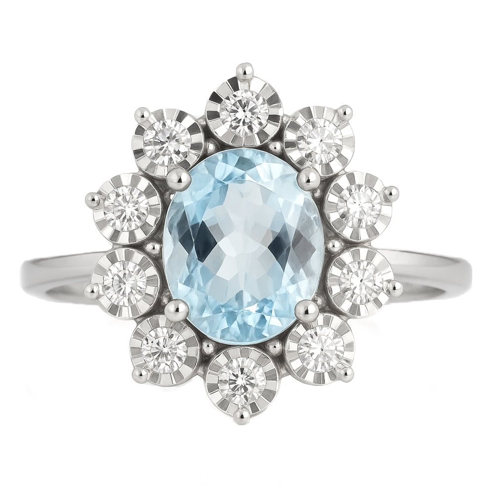 Anello - 18 carati Oro bianco - 1.95ct. tw. Acquamarina - Diamante