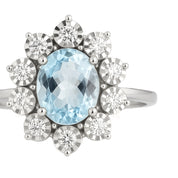 Anello - 18 carati Oro bianco - 1.95ct. tw. Acquamarina - Diamante