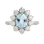 Anello - 18 carati Oro bianco - 1.95ct. tw. Acquamarina - Diamante