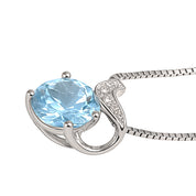 Collana con ciondolo - 18 carati Oro bianco - 0.78ct. tw. Acquamarina - Diamante