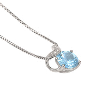 Collana con ciondolo - 18 carati Oro bianco - 0.78ct. tw. Acquamarina - Diamante