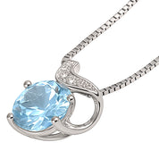 Collana con ciondolo - 18 carati Oro bianco - 0.78ct. tw. Acquamarina - Diamante