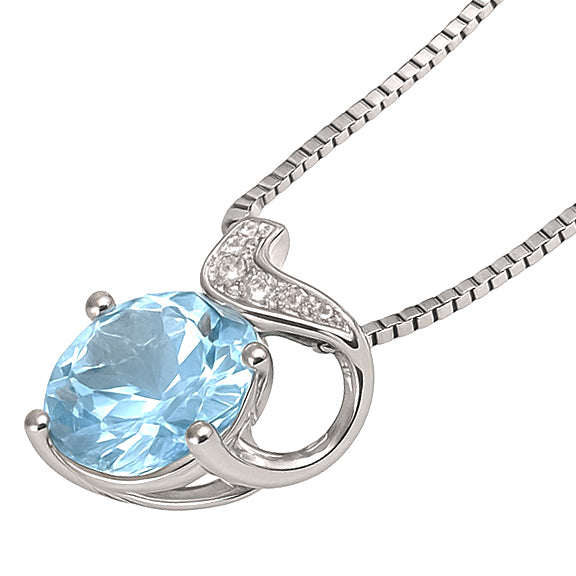 Collana con ciondolo - 18 carati Oro bianco - 0.78ct. tw. Acquamarina - Diamante