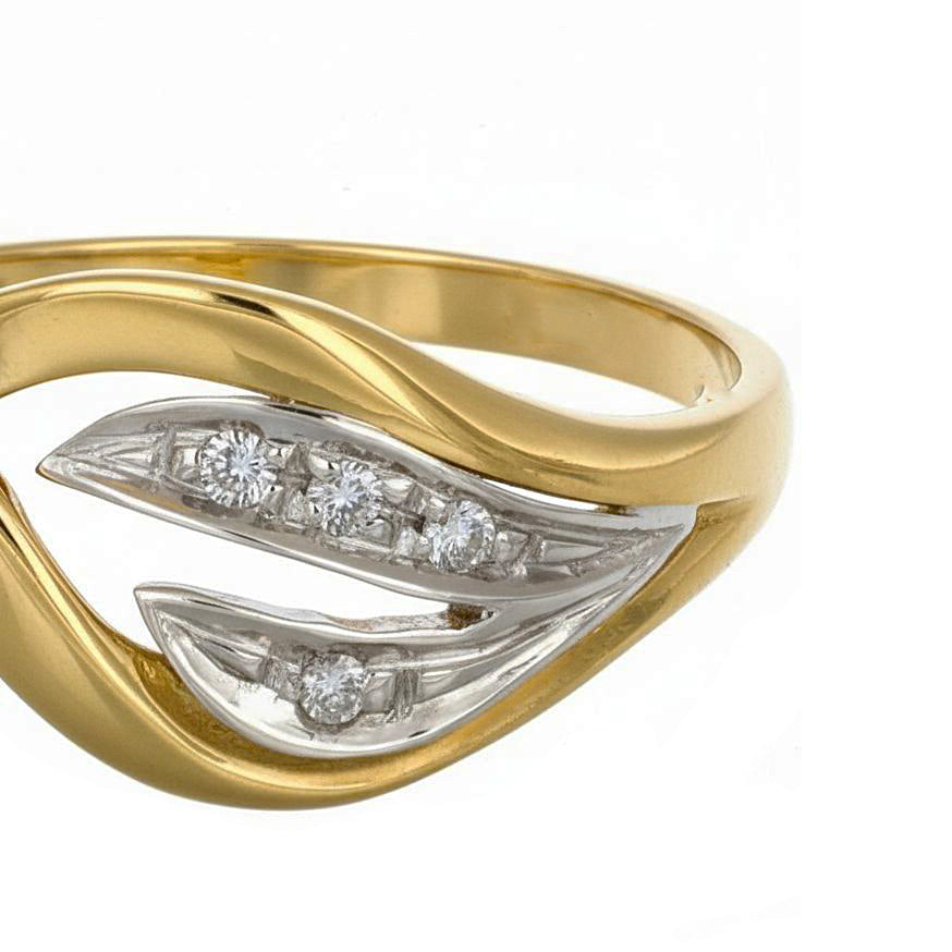 Anello - 18 carati Oro bianco, Oro giallo - 0.06ct. tw. Diamante (Naturale)