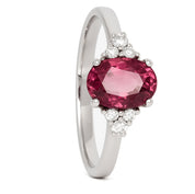 Anello - 18 carati Oro bianco - 1.65ct. tw. Tormalina - Diamante