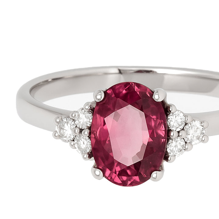 Anello - 18 carati Oro bianco - 1.65ct. tw. Tormalina - Diamante