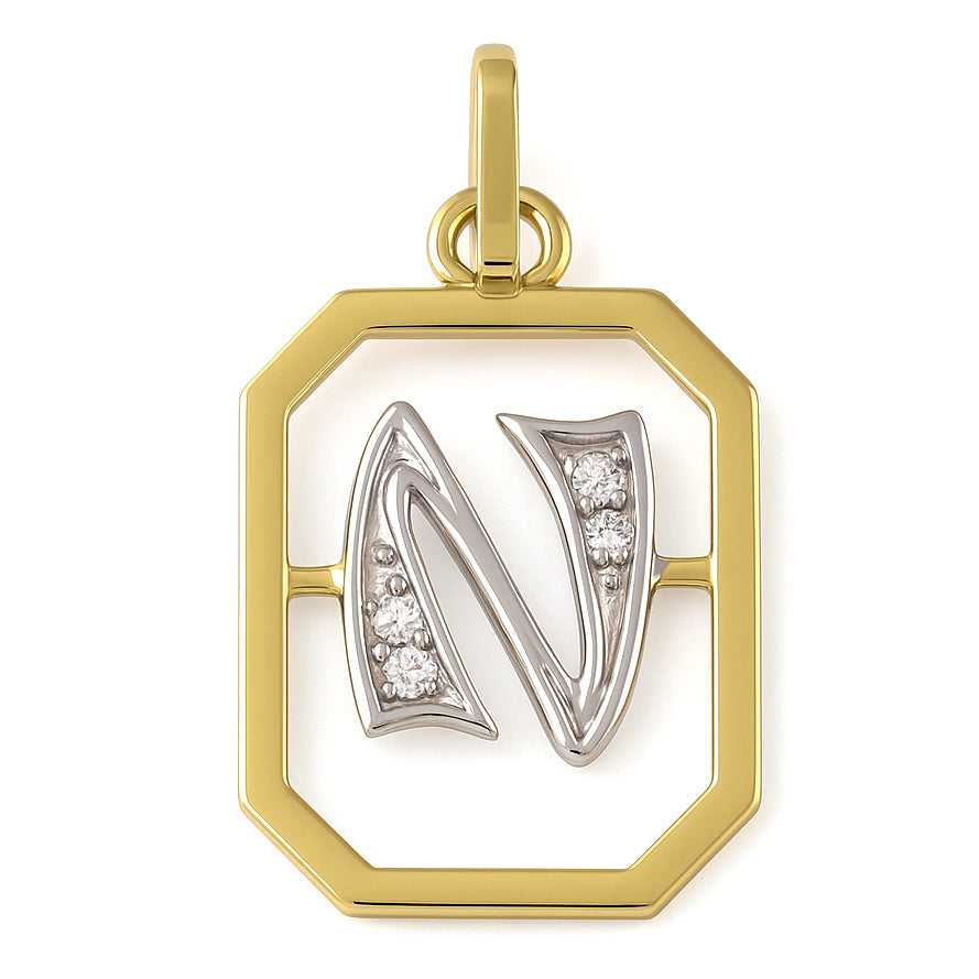 Ciondolo in Oro giallo ,Oro Bianco 18 carati- Diamanti