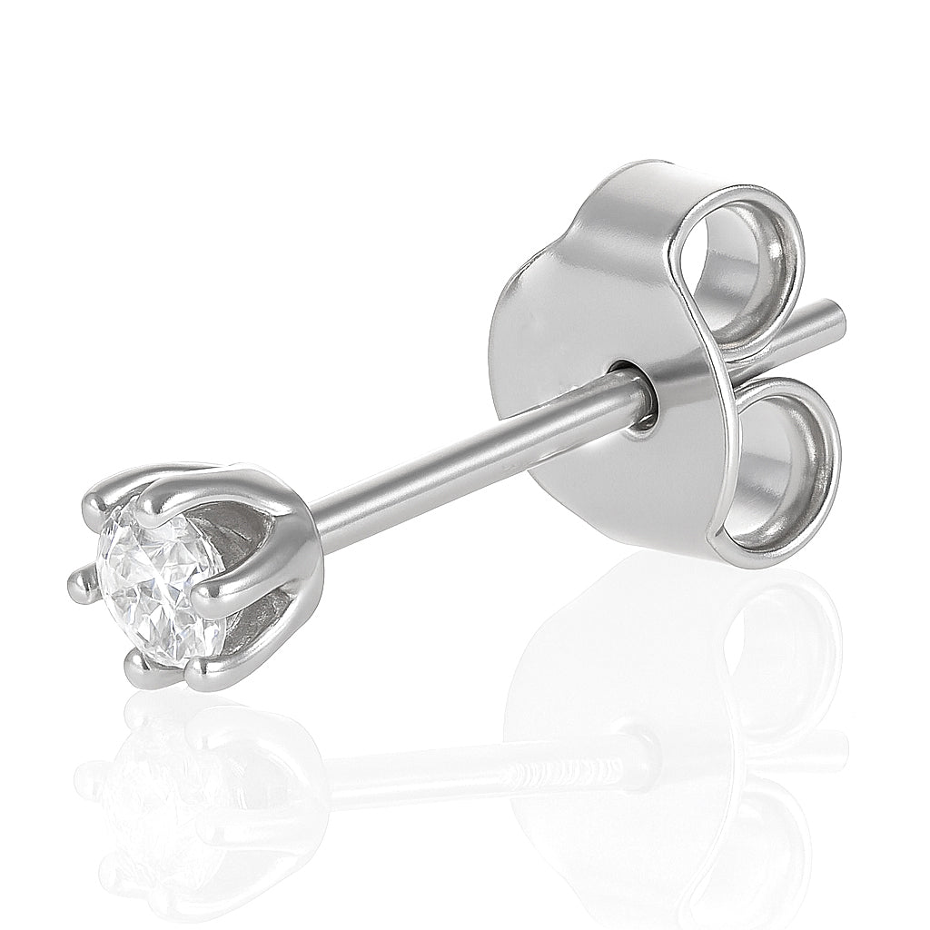 Orecchino singolo in Oro bianco 18 carati- Diamante