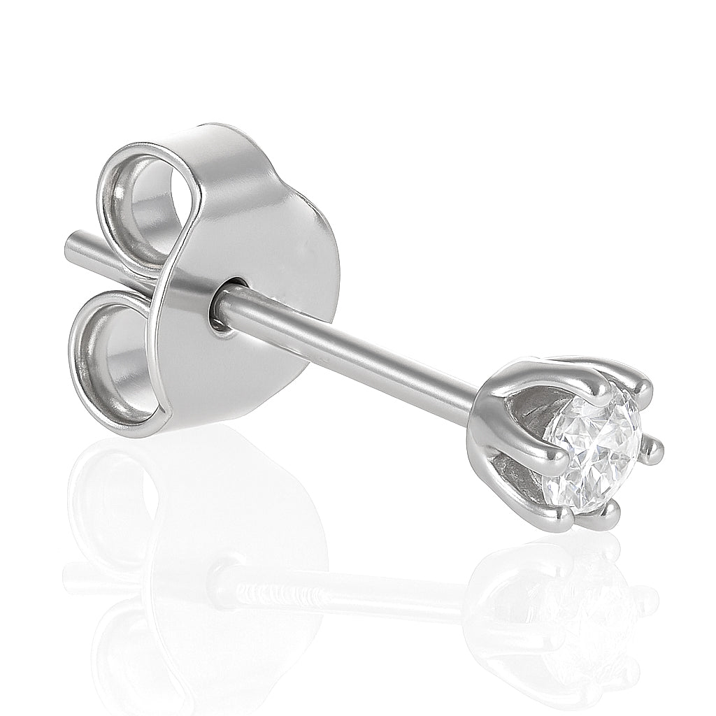 Orecchino singolo in Oro bianco 18 carati- Diamante