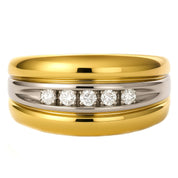 Anello - 18 carati Oro bianco, Oro giallo - 0.10ct. tw. Diamante (Naturale)