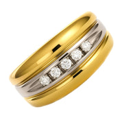 Anello - 18 carati Oro bianco, Oro giallo - 0.10ct. tw. Diamante (Naturale)