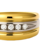 Anello - 18 carati Oro bianco, Oro giallo - 0.10ct. tw. Diamante (Naturale)
