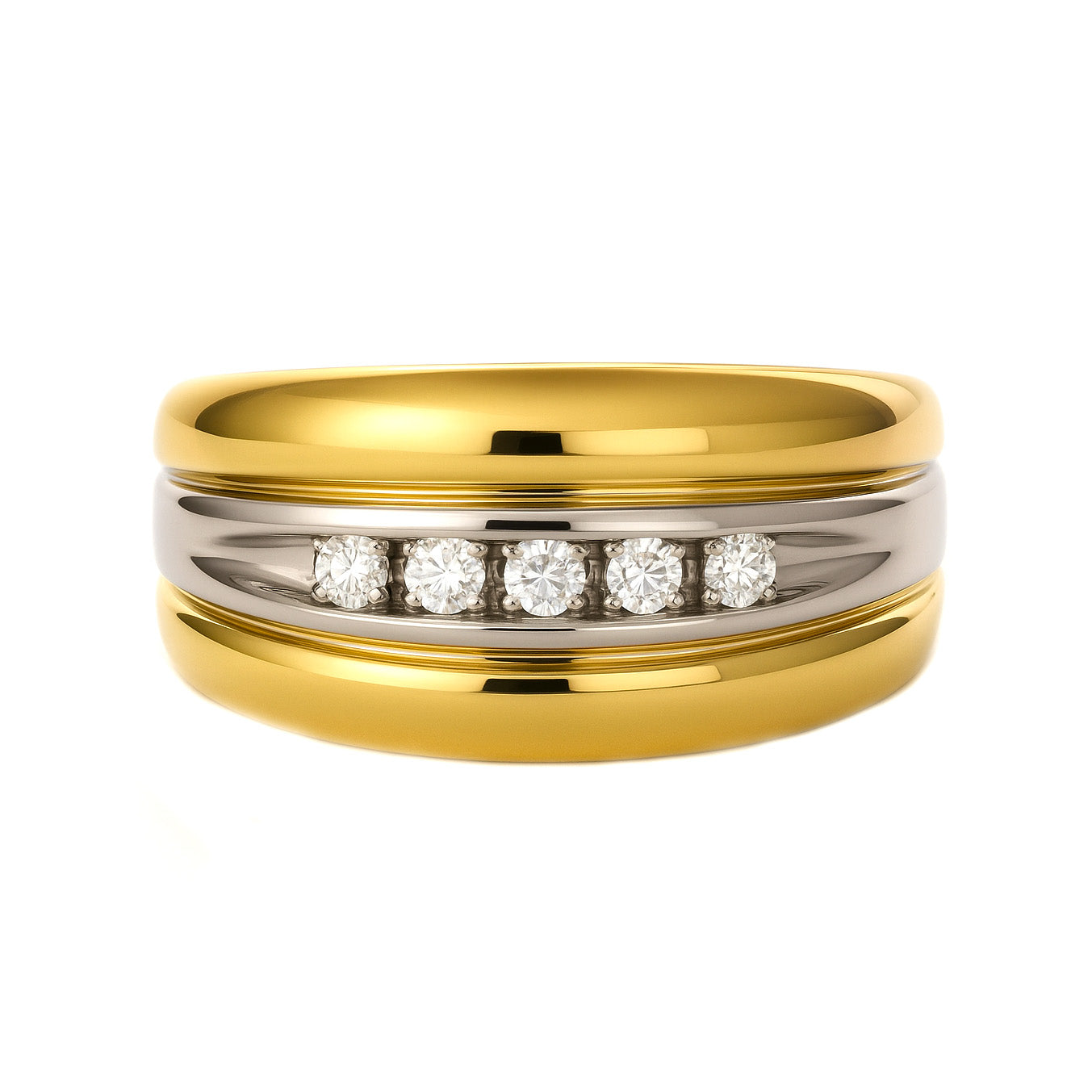 Anello - 18 carati Oro bianco, Oro giallo - 0.10ct. tw. Diamante (Naturale)