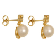 Orecchini - 18 carati Oro giallo - 0.06ct. tw. Diamante (Naturale) - Perla