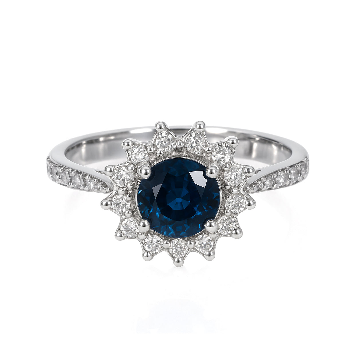 Anello - 18 carati Oro bianco - 0.80ct. tw. Zaffiro - Diamante