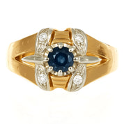 Anello - 18 carati Oro giallo, Oro bianco - 0.35ct. tw. Zaffiro - Diamante