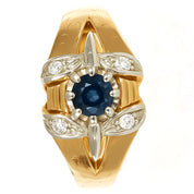 Anello - 18 carati Oro giallo, Oro bianco - 0.35ct. tw. Zaffiro - Diamante