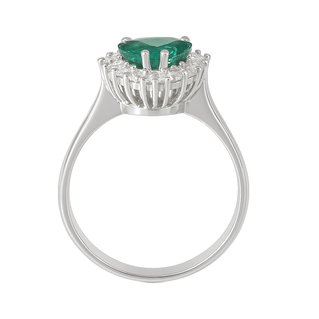 Anello - 18 carati Oro bianco - 1.75ct. tw. Smeraldo - Diamante