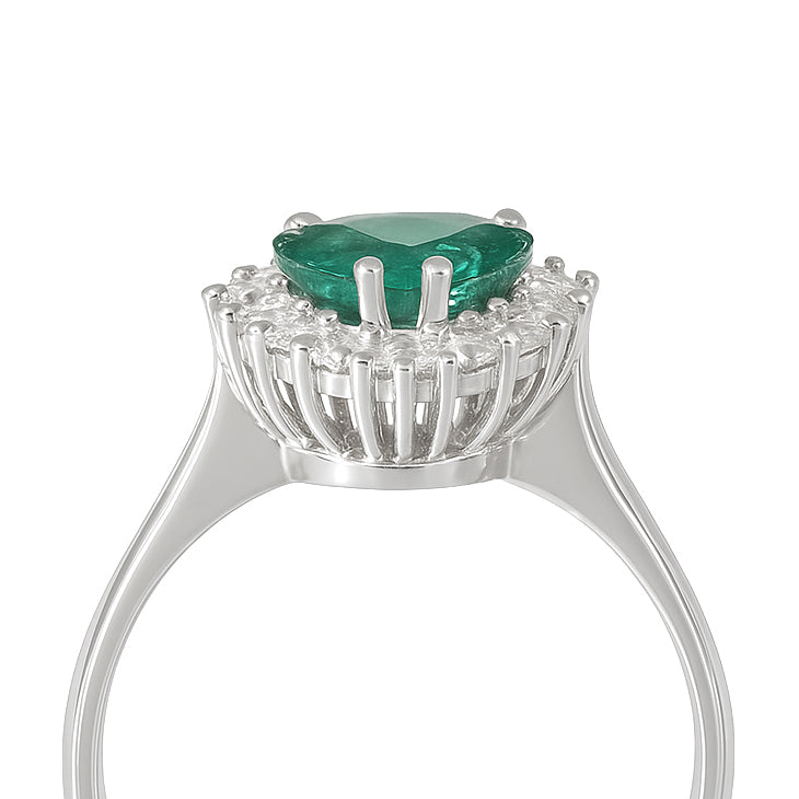 Anello - 18 carati Oro bianco - 1.75ct. tw. Smeraldo - Diamante