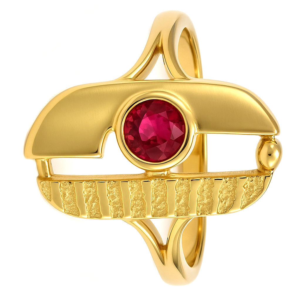 Anello - 18 carati Oro giallo - 0.20ct. tw. Rubino