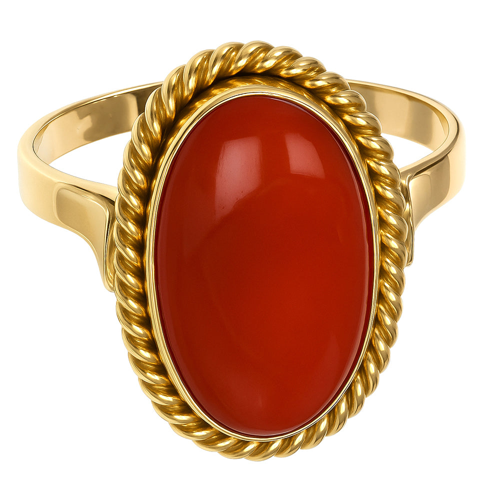 Anello - 18 carati Oro giallo Corallo
