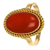 Anello - 18 carati Oro giallo Corallo
