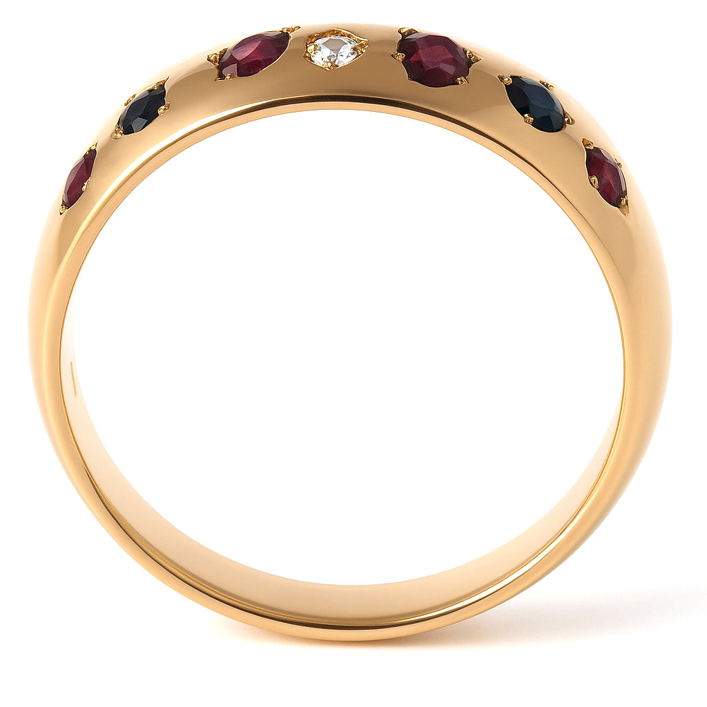 Anello - 18 carati Oro giallo, Zaffiro - Rubini - Diamanti - 0.96ct. tw.