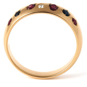 Anello - 18 carati Oro giallo, Zaffiro - Rubini - Diamanti - 0.96ct. tw.