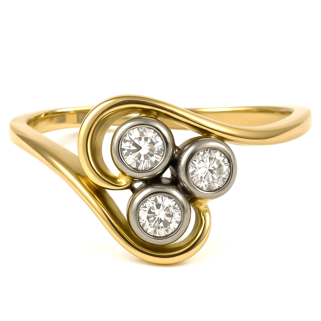 Anello - 18 carati Oro bianco, Oro giallo - 0.21ct. tw. Diamante (Naturale)