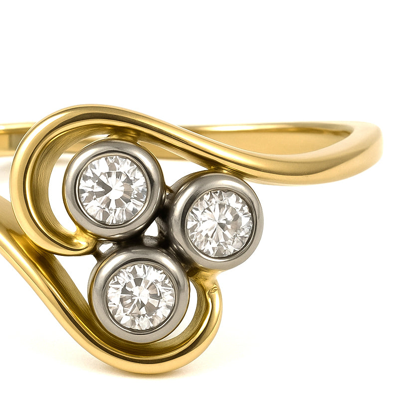 Anello - 18 carati Oro bianco, Oro giallo - 0.21ct. tw. Diamante (Naturale)